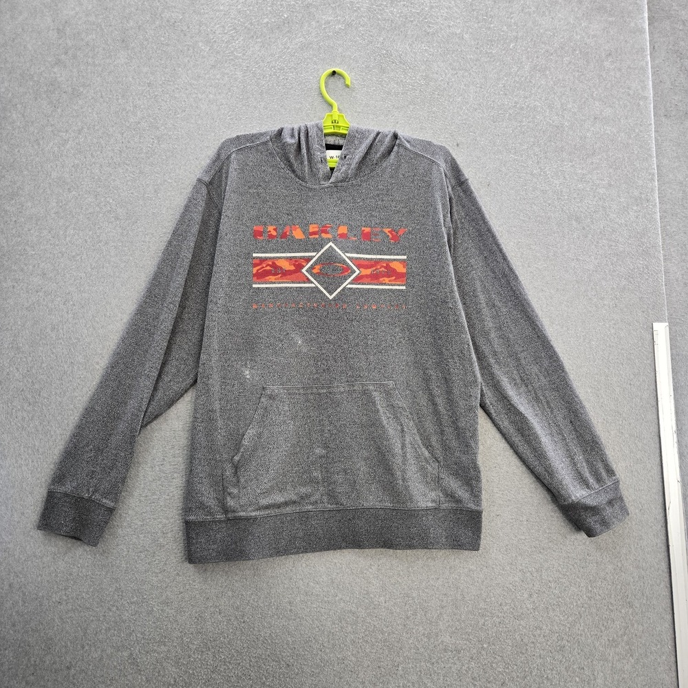 Oakley Men Hoodie XL/TG Gray Activewear Long Sleeve READ